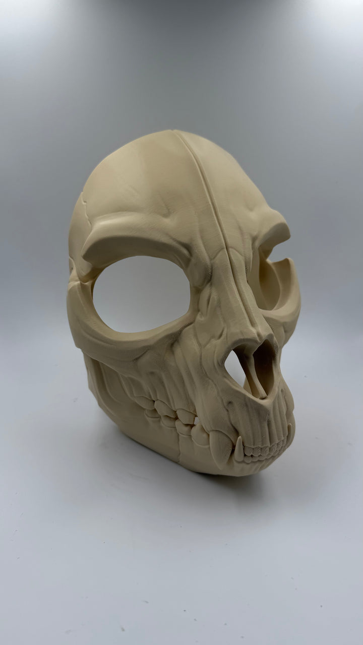 Feline Skull Mask with Moving Jaw | Realistic Animal Skull Cosplay Mask | Gothic Horror Cat Skull Helmet