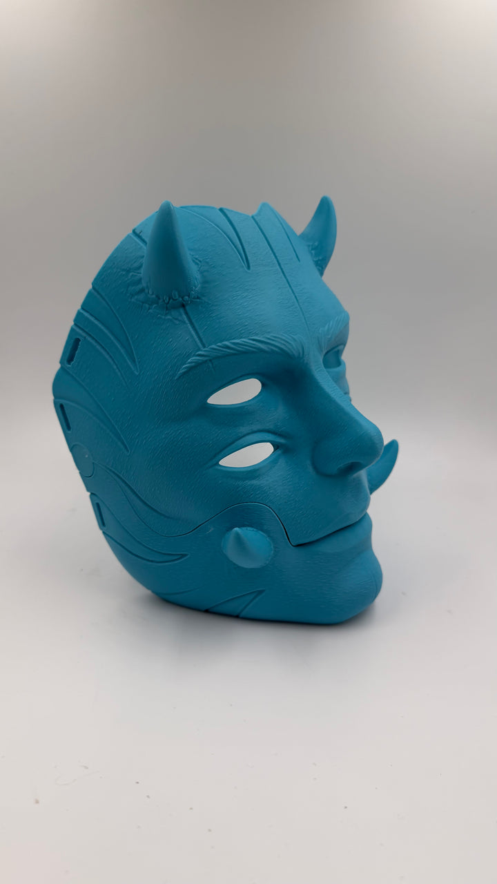 Argos Horned 4 Eye Moving Jaw Mask – Articulated Monster Mask, Demon Cosplay Mask, Horror Mask, Halloween Costume,