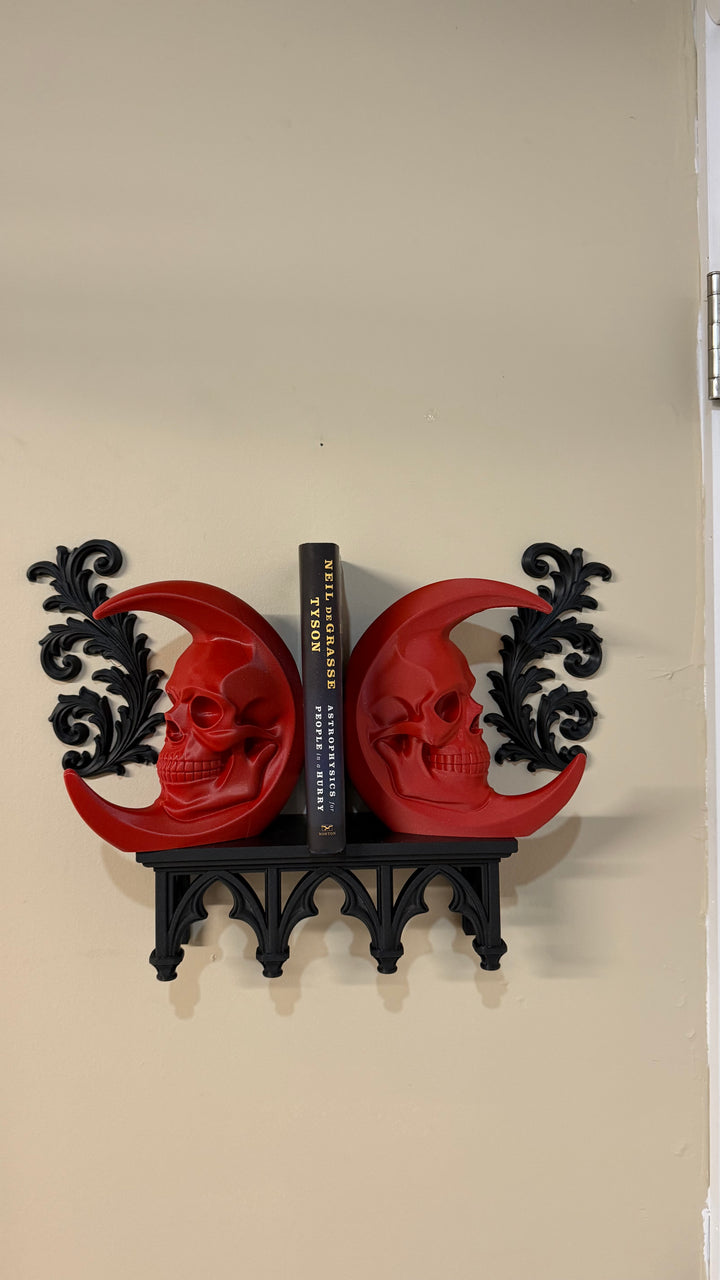 Astro-Lunial Skull Moon Bookends Wall Decor