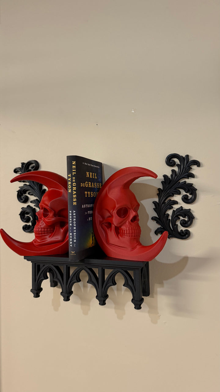 Astro-Lunial Skull Moon Bookends Wall Decor