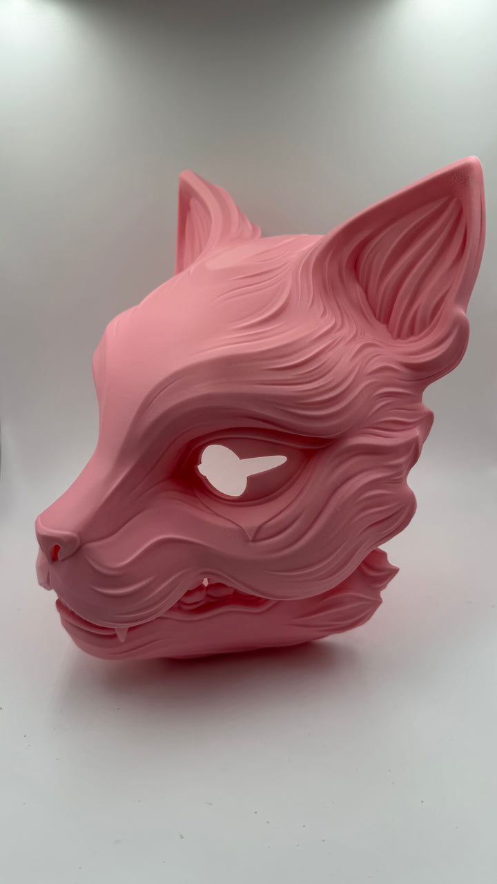 Kitsune Fox Mask with Moving Jaw | Japanese Yokai Cosplay Mask | Articulated Jaw Anime Mask