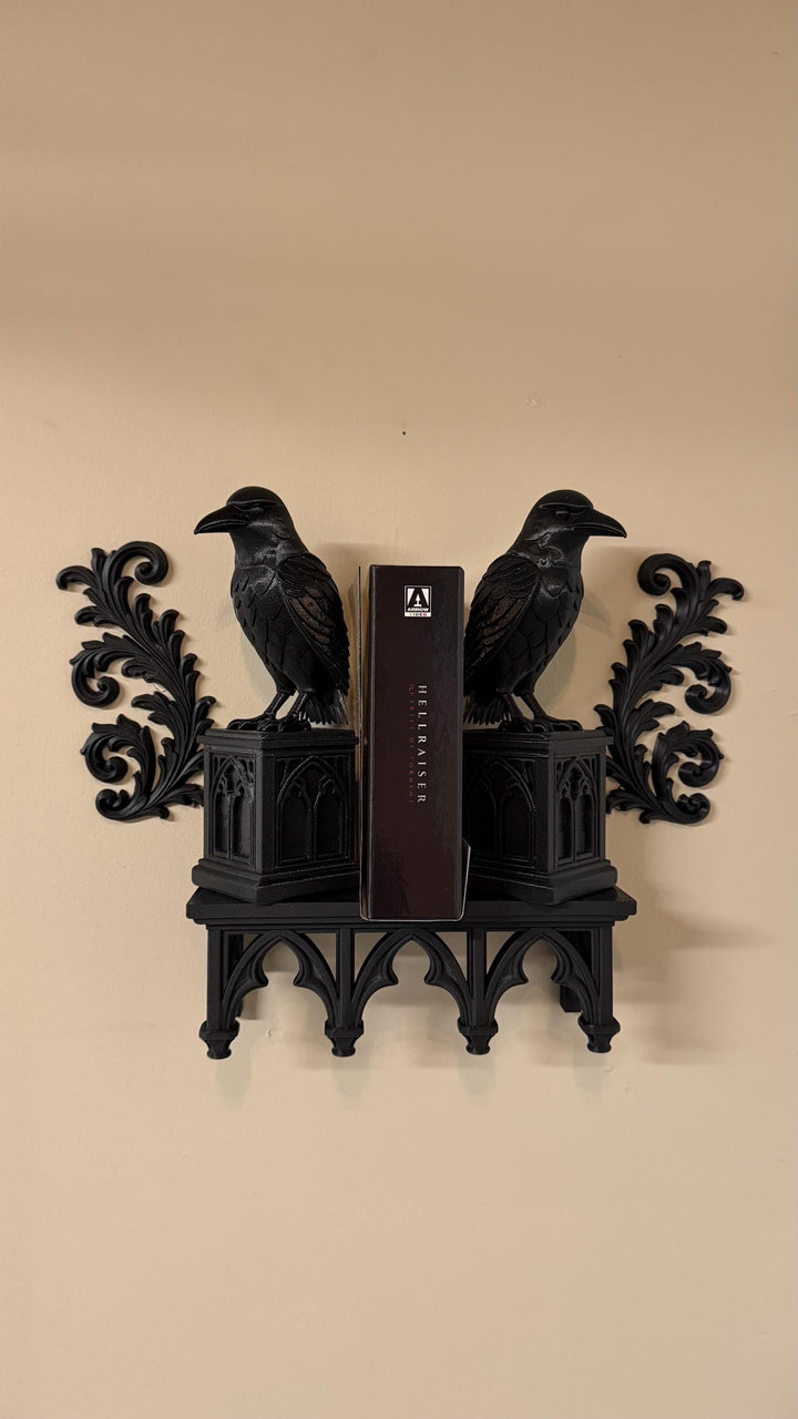 Gothic Raven Book end perch and Wall hang