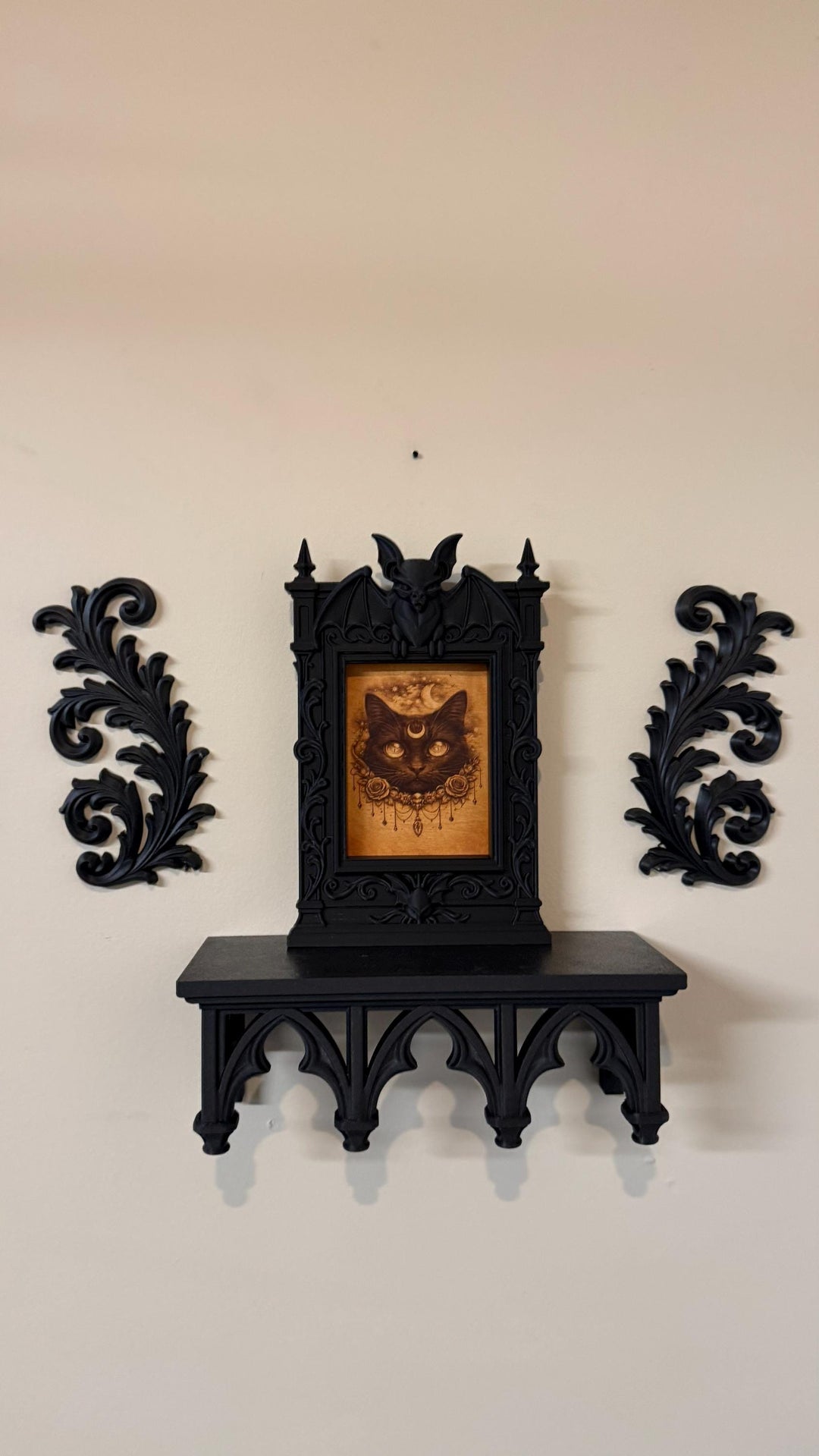 Gothic Victorian Bat Cathedral Frame | Ornate Picture Frame with Bat Wings | Dark Home Decor | Gothic Wall Decor Baroque Mirror Frame