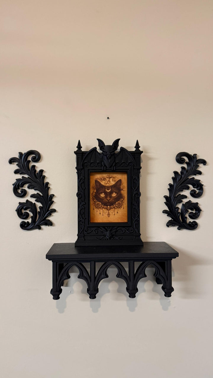 Gothic Victorian Bat Cathedral Frame | Ornate Picture Frame with Bat Wings | Dark Home Decor | Gothic Wall Decor Baroque Mirror Frame
