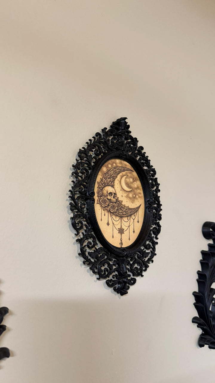 Ornate Oval Victorian Gothic Frame | DIY Baroque Wall Decor Empty Frame | Dark Aesthetic Gallery Wall Art | Medieval Filigree