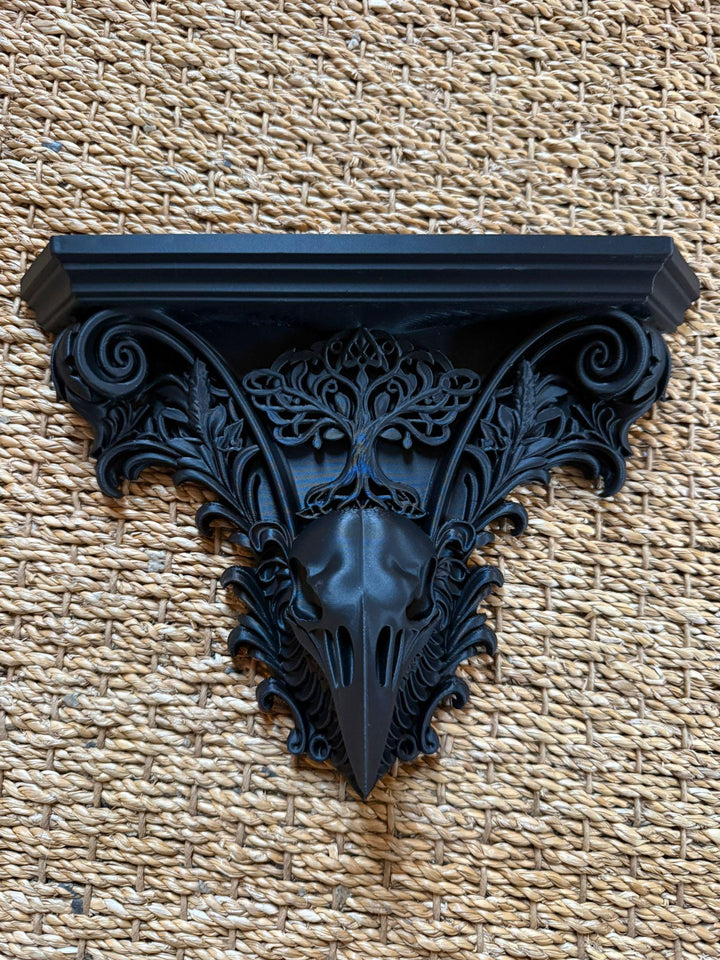 Gothic Raven skull Wall Shelf Corbel