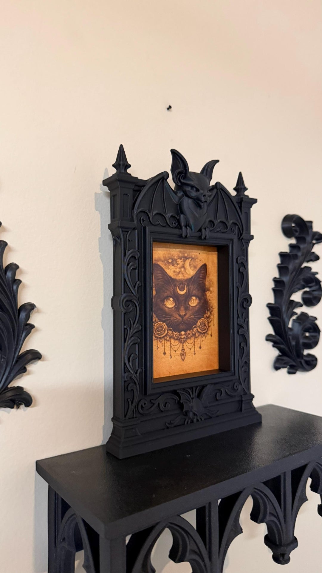 Gothic Victorian Bat Cathedral Frame | Ornate Picture Frame with Bat Wings | Dark Home Decor | Gothic Wall Decor Baroque Mirror Frame