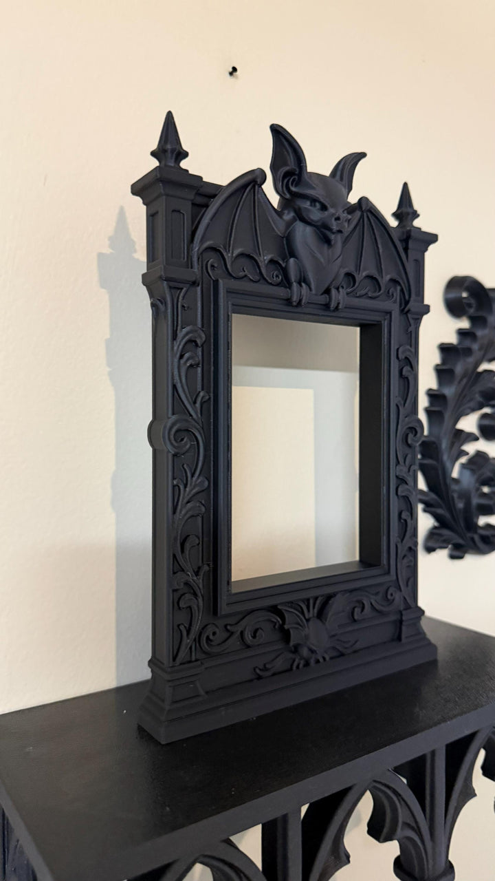 Gothic Victorian Bat Cathedral Frame | Ornate Picture Frame with Bat Wings | Dark Home Decor | Gothic Wall Decor Baroque Mirror Frame