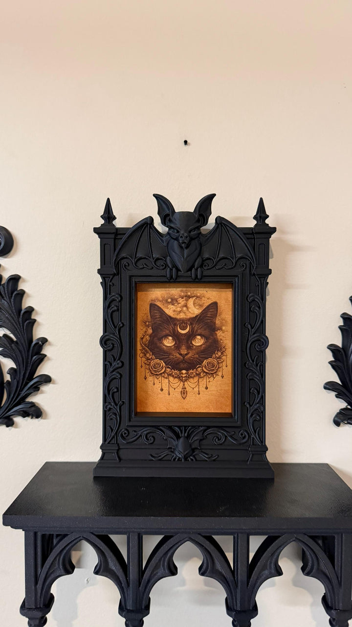 Gothic Victorian Bat Cathedral Frame | Ornate Picture Frame with Bat Wings | Dark Home Decor | Gothic Wall Decor Baroque Mirror Frame