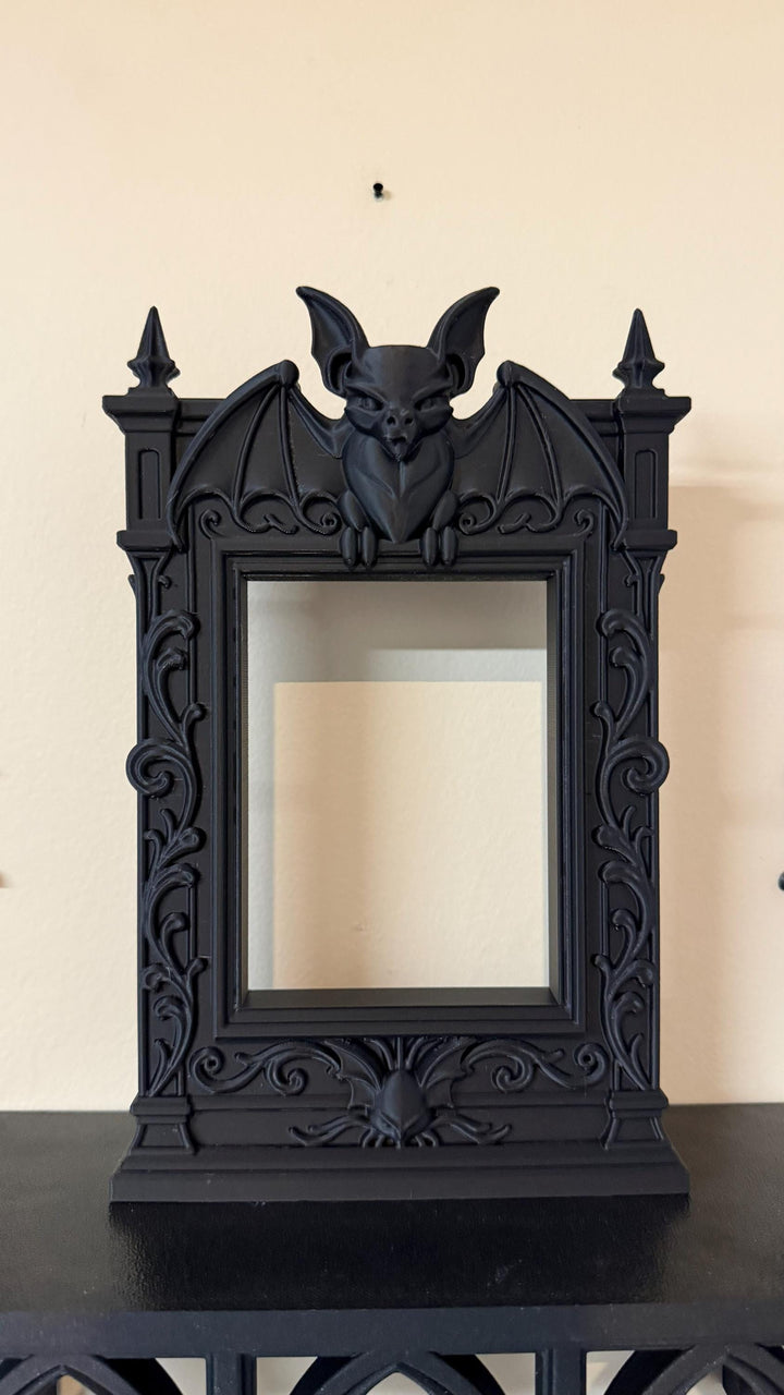 Gothic Victorian Bat Cathedral Frame | Ornate Picture Frame with Bat Wings | Dark Home Decor | Gothic Wall Decor Baroque Mirror Frame