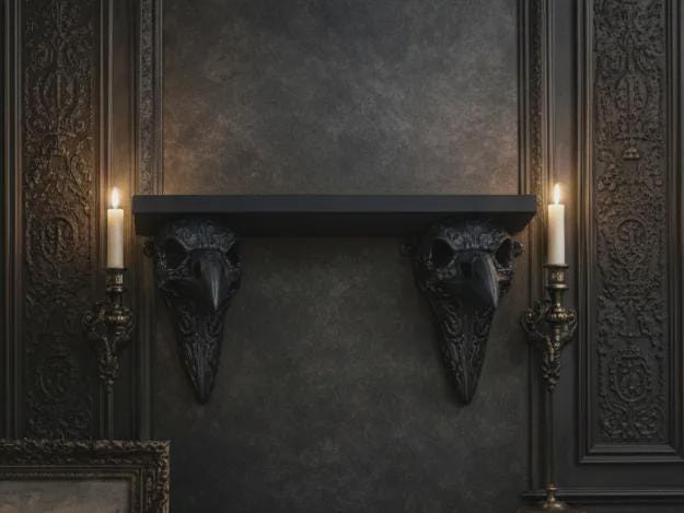 Raven Skull Wall Shelf Alchemy Deco