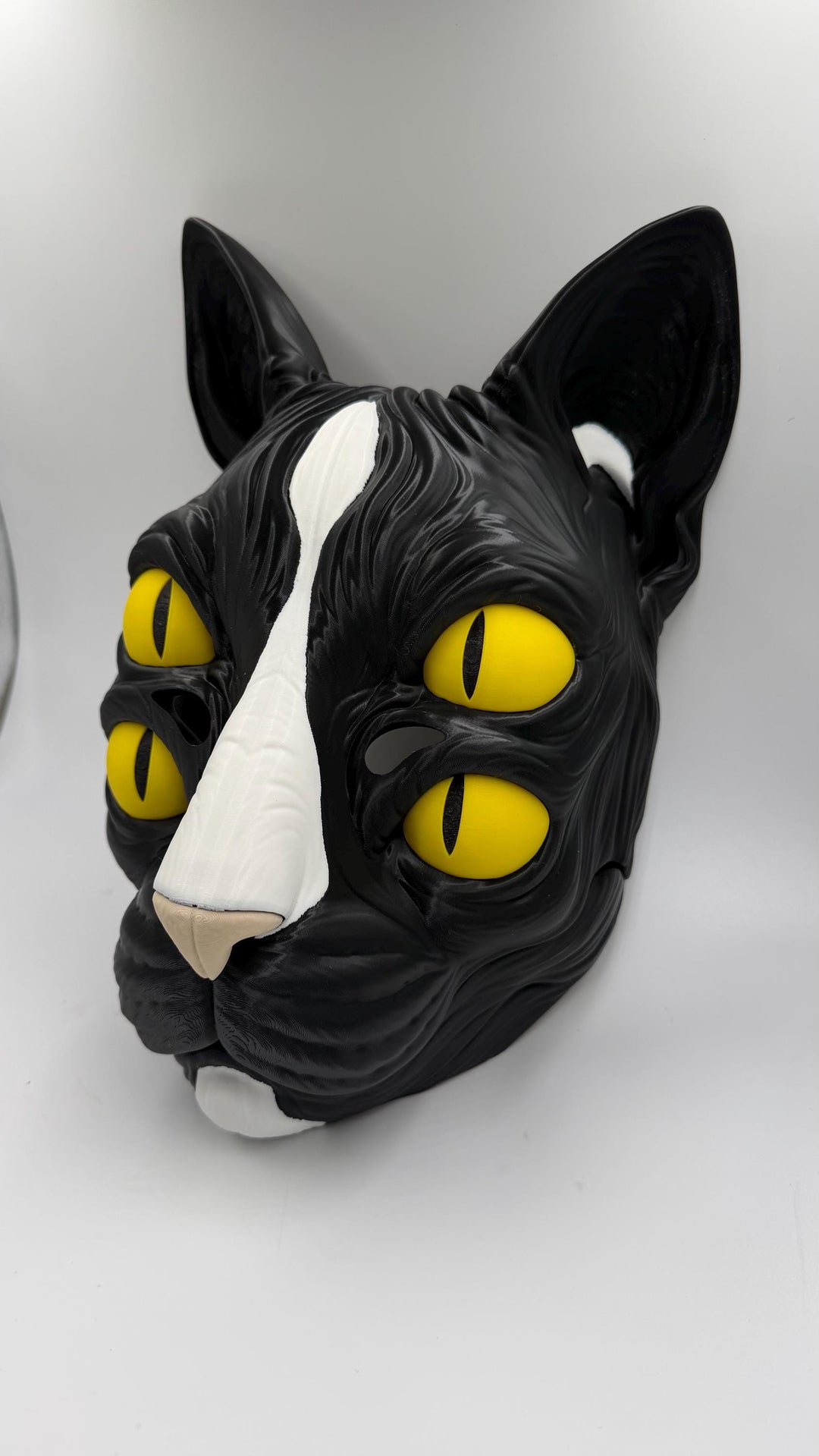Nekora Black Cat Mask with Moving Jaw Four Eyed Gothic Cosplay Mask