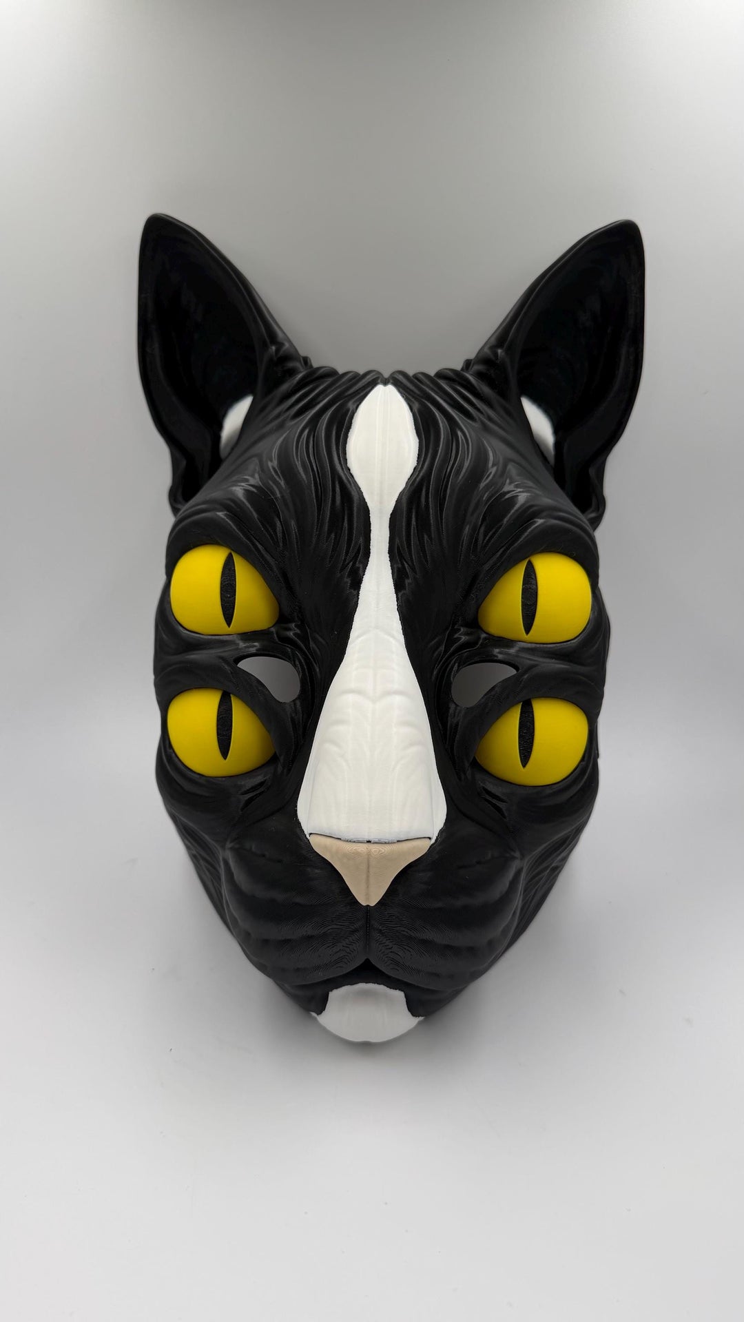 Nekora Black Cat Mask with Moving Jaw Four Eyed Gothic Cosplay Mask