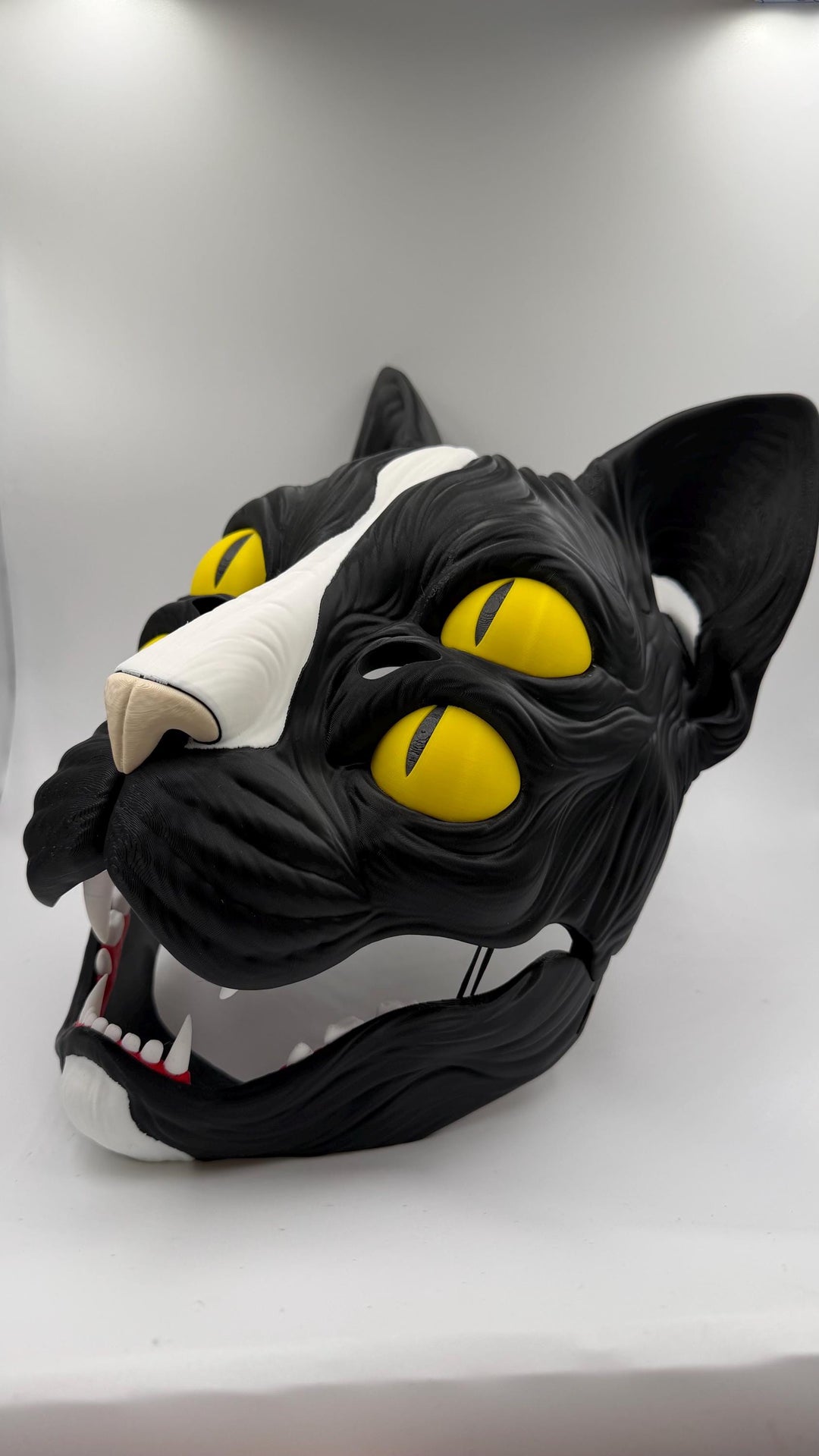 Nekora Black Cat Mask with Moving Jaw Four Eyed Gothic Cosplay Mask