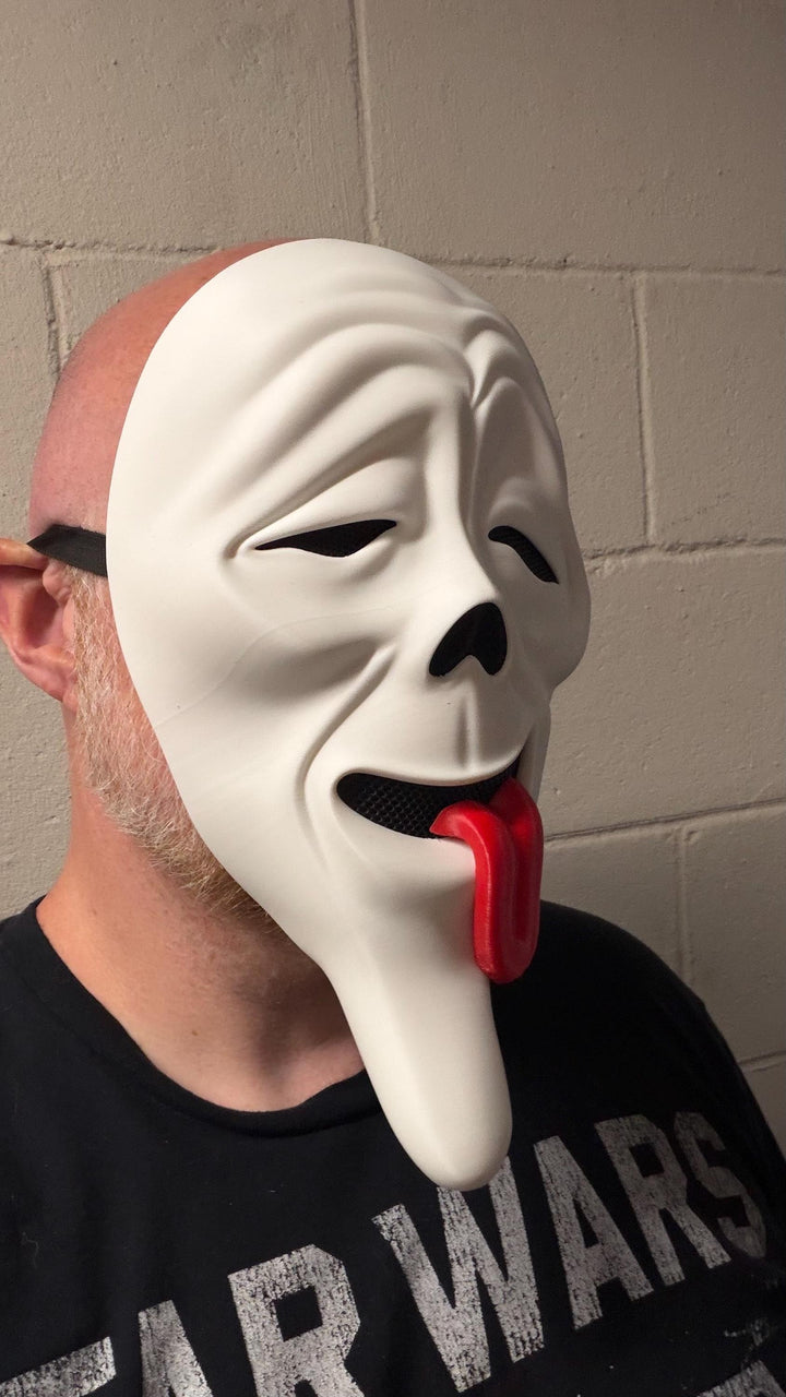 Wazzup Ghost tongue Mask | Scary Movie Inspired Scream Mask | Funny Horror Cosplay Mask | Funny Halloween Costume | Ghost Face Style