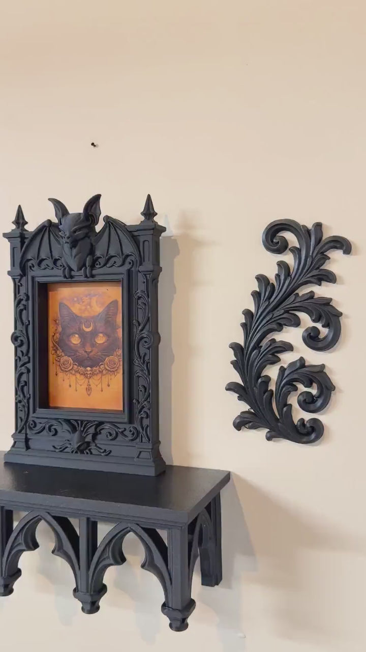 Gothic Victorian Bat Cathedral Frame | Ornate Picture Frame with Bat Wings | Dark Home Decor | Gothic Wall Decor Baroque Mirror Frame