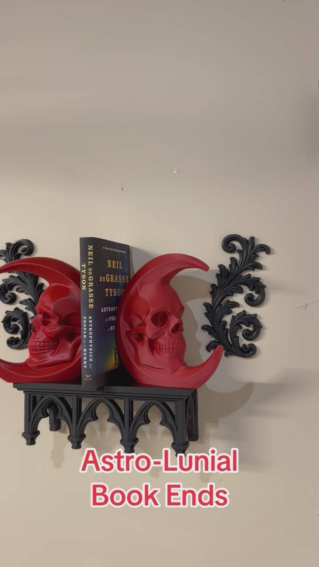 Astro-Lunial Skull Moon Bookends Wall Decor
