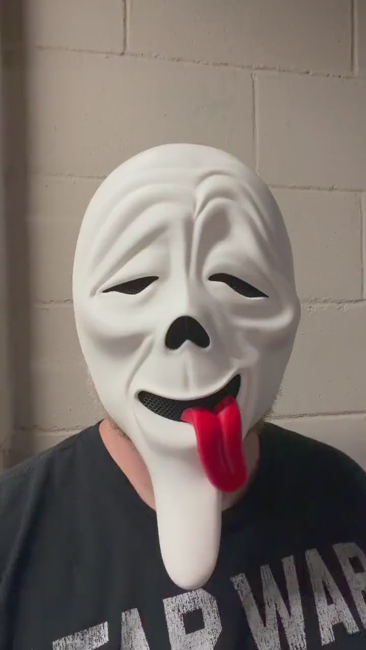 Wazzup Ghost tongue Mask | Scary Movie Inspired Scream Mask | Funny Horror Cosplay Mask | Funny Halloween Costume | Ghost Face Style