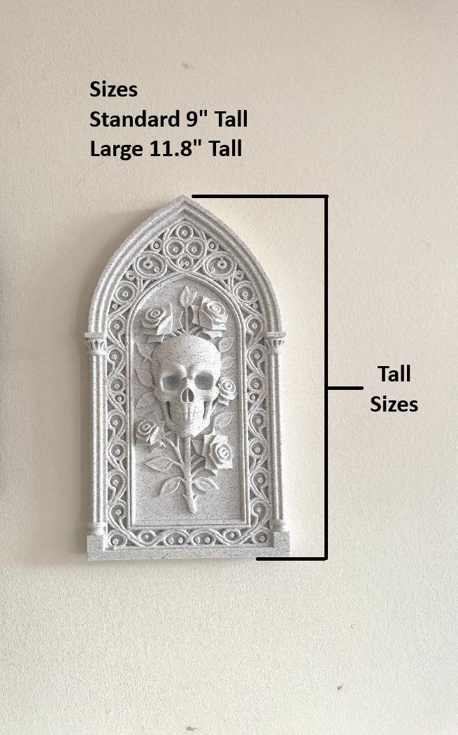 Gothic Skull & Roses Wall Plaque Victorian Arch Skull Gothic Home Wall Art